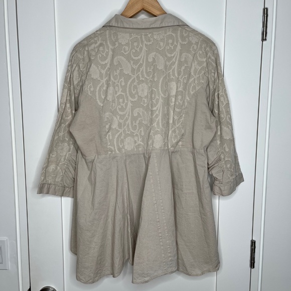 Parsley & Sage Boho Beige Lacy Flared Tunic Top - Picture 6 of 13